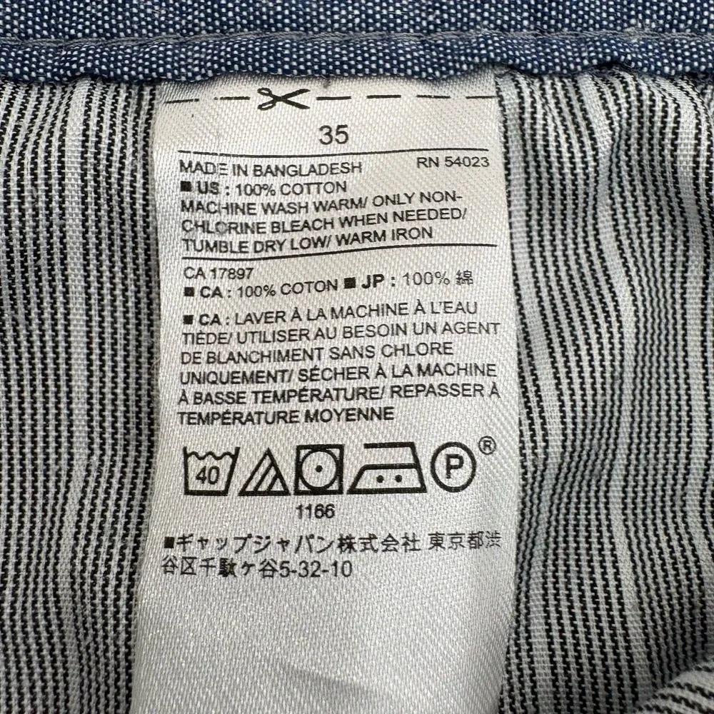 Banana Republic Aiden Short  Men's Chino Chambray Blue Heather Preppy Size 35